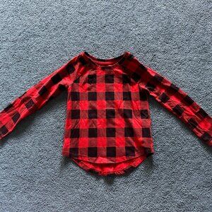 Cat & Jack Toddler Girl's Red & Black Plaid Long Sleeve T-Shirt Size 5T
